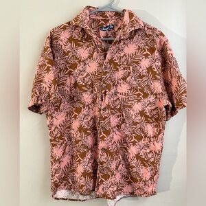 johnnie-O Bradley Hangin' Out Button Up Shirt Pink Coffee Size Medium